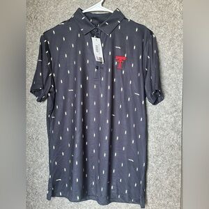 🔥 NWT Texas Tech Polo Women's XL fitted stretch with mixed drink pattern